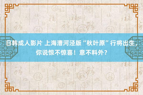 日韩成人影片 上海漕河泾版“秋叶原”行将出生，你说惊不惊喜！意不料外？