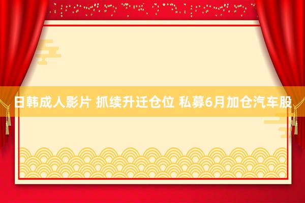 日韩成人影片 抓续升迁仓位 私募6月加仓汽车股