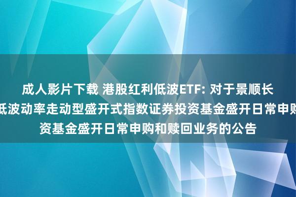 成人影片下载 港股红利低波ETF: 对于景顺长城国证港股通红利低波动率走动型盛开式指数证券投资基金盛开日常申购和赎回业务的公告