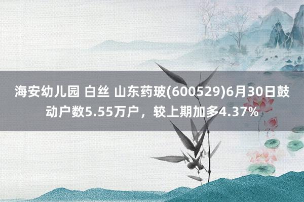 海安幼儿园 白丝 山东药玻(600529)6月30日鼓动户数5.55万户，较上期加多4.37%