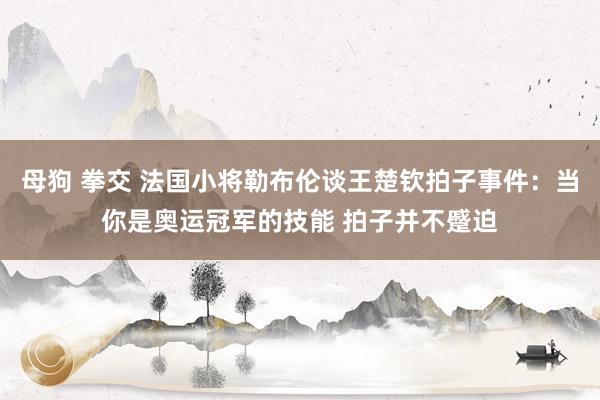 母狗 拳交 法国小将勒布伦谈王楚钦拍子事件：当你是奥运冠军的技能 拍子并不蹙迫