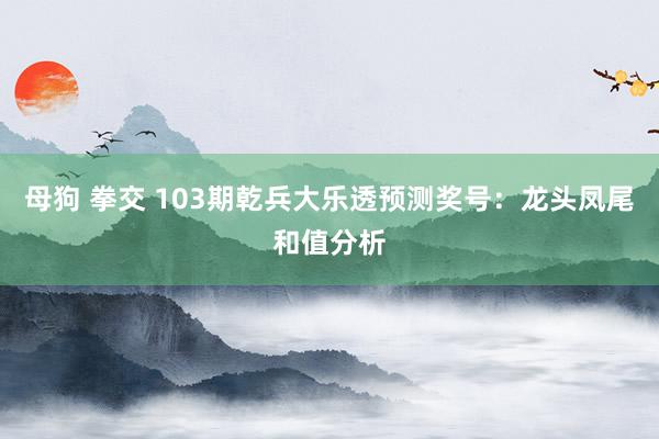 母狗 拳交 103期乾兵大乐透预测奖号：龙头凤尾和值分析