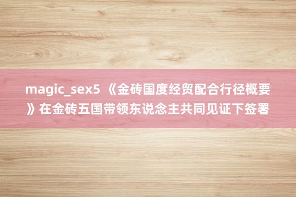 magic_sex5 《金砖国度经贸配合行径概要》在金砖五国带领东说念主共同见证下签署